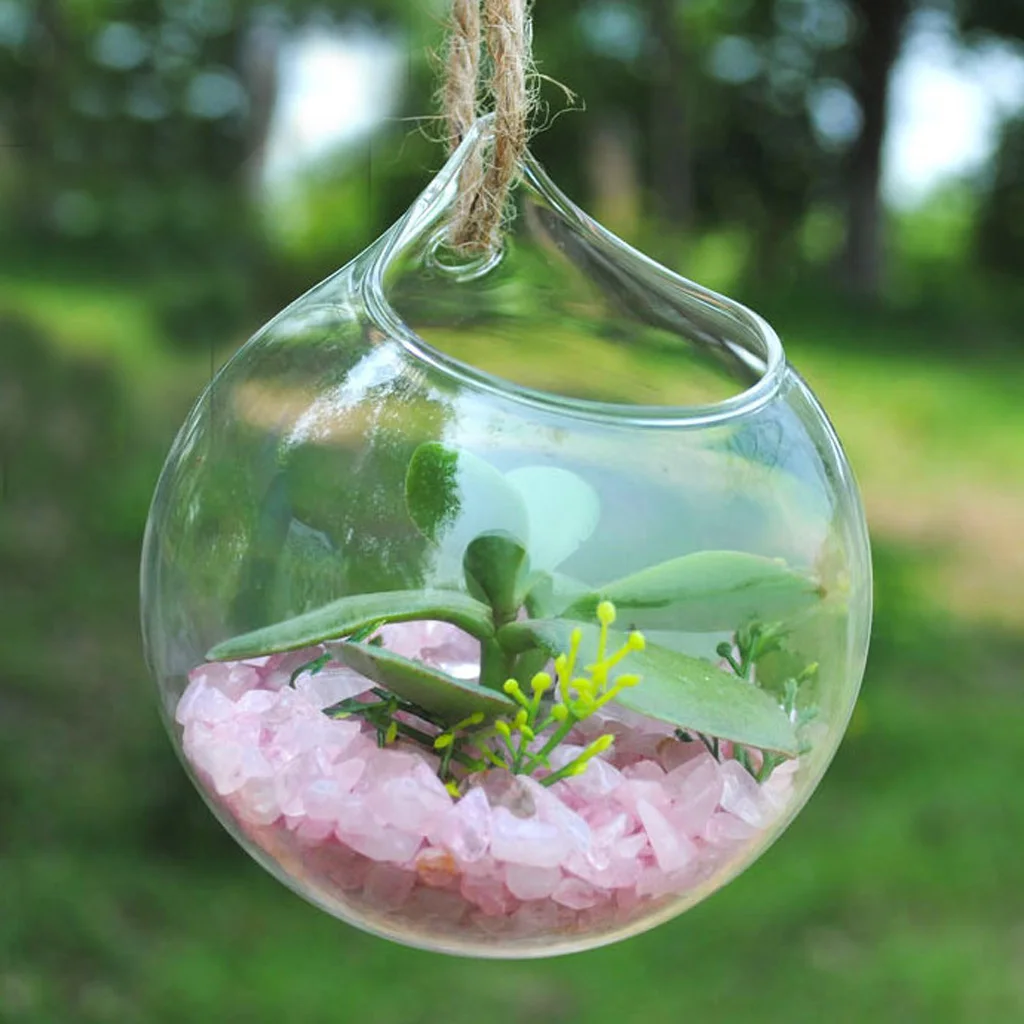 New Hot Clear Ball Shaped Glass Hanging Vase Bottle for Plant Flower Decoration Vase Pots Gift DIY Home Wedding Decor Terrarium