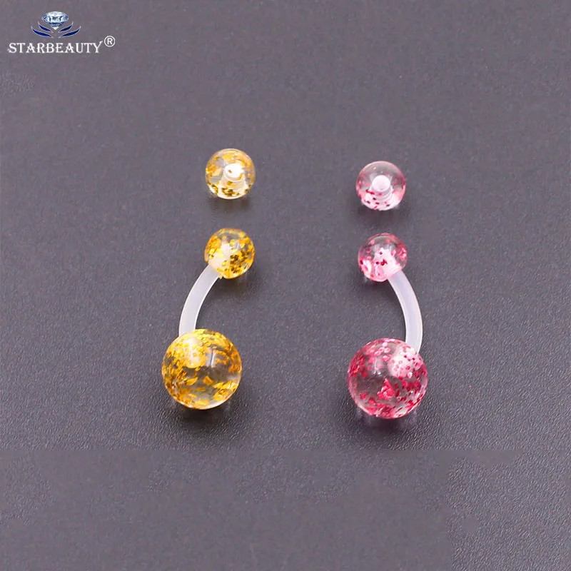 Starbeauty 1Pc Mix Color New Arrival Silicone Belly Piercing Navel flexible Bar Clear Small piercing nombril  Stud Earring