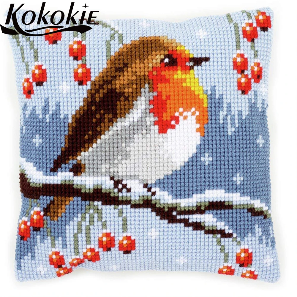 diy cushion cotton embroidery yarn pillowcase cross stitch kits embroider needlework kits knitting needles kit for throw pillow