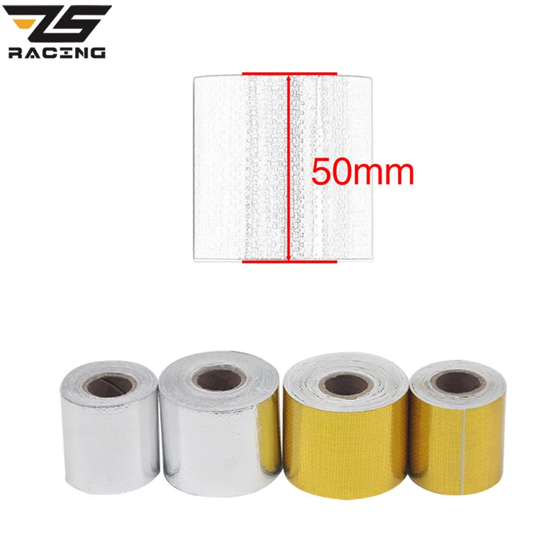 ZS Racing 5m/10m High Heat Insulation Aluminium Foil Wrap Exhaust Header Pipe Tape Cloth For Moto Car Intake Intake Intercooler