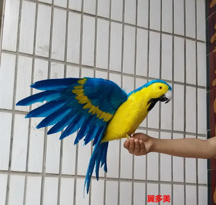 cute simulation blue&yellow parrot toy plastic&furs Macaw bird doll gift about 60x40cm 1265