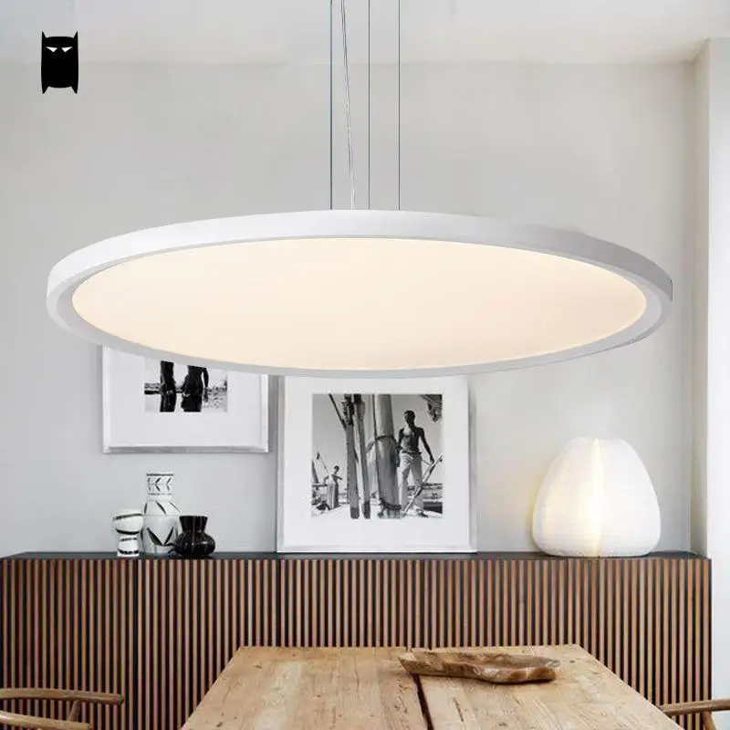 LED Thin Round Aluminum Acrylic Pendant Light Fixture Modern Minimalist Nordic Hanging Ceiling Lamp Plafon Dining Room Office