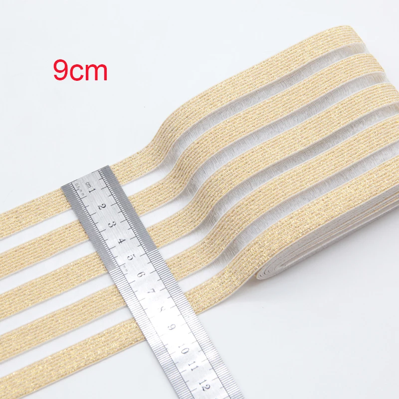 5cm 9cm Silver Gold Rubber Stripe Elastic Bands 50mm 90mm Soft Elastic Band for Bag Baby Clothes Sewing Material Accessory 1m