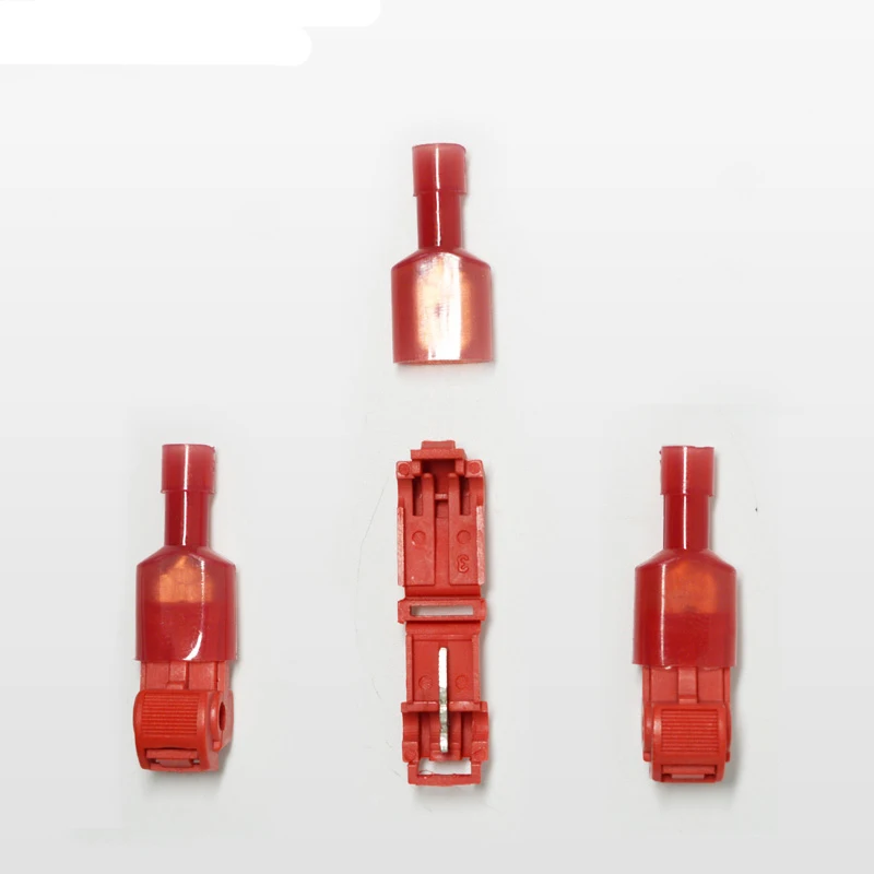 NEW 10PCS Red  0.3mm-1mm Red Wire terminals T Type quick Splice Crimp Terminal Cable wiring connector cable clamp