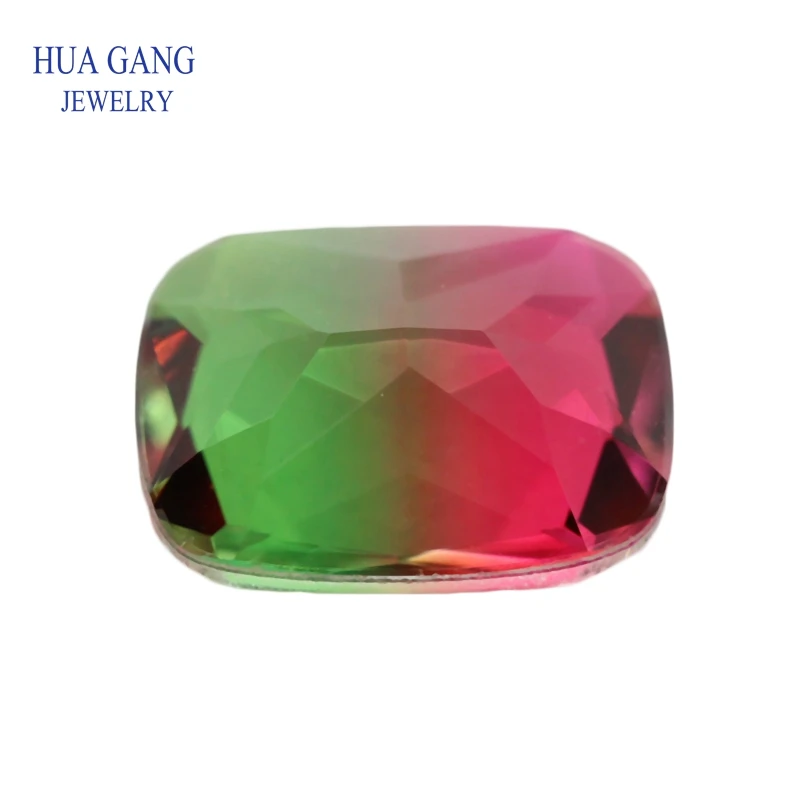 Baguette Shape Watermelon Tourmaline Stone Synthetic Glass Loose beads Size 4x6mm-13x18mm For Jewelry Making