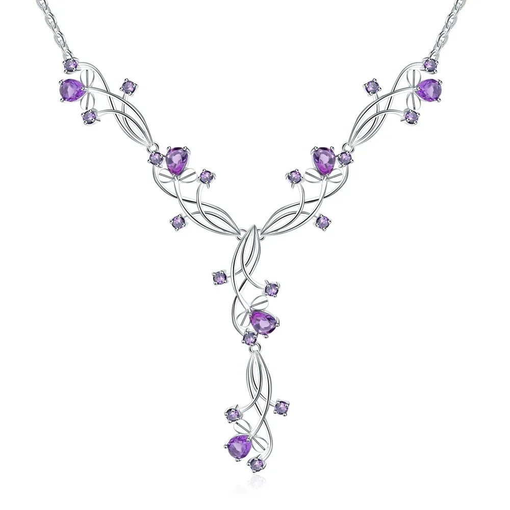 

Gem's Ballet 6.39Ct Women's Natural Amethyst Gemstone Necklaces 925 Sterling Silver Purple Romantic Necklace Fine Jewelry