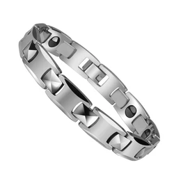 Hot Selling High Polished 10mm Width Tungsten Bracelets for Man with Magnetic Stones Man's Chain Bracelets 18.5cm/20cm/21.5cm