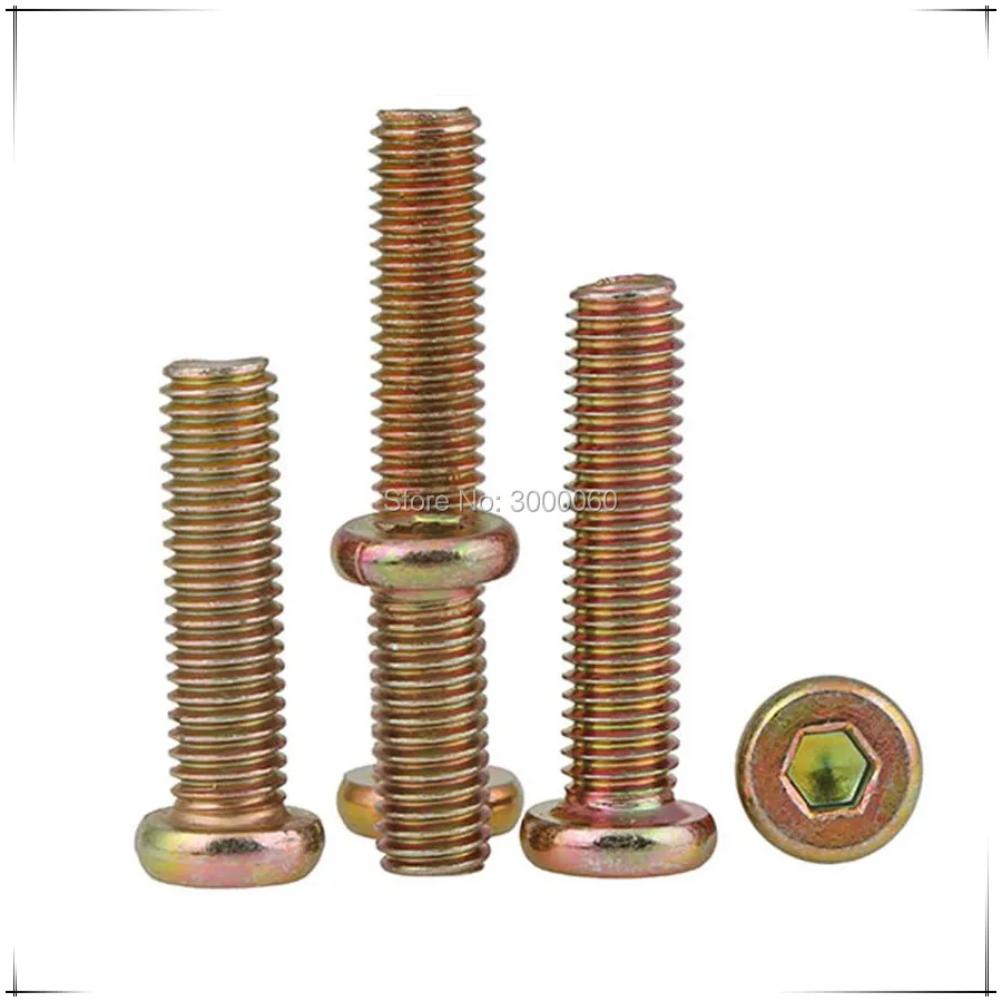 M8 Zinc Plated Carbon Steel Hex Socket Flat Round Head Furniture 볼트 Connection Screw 50pcs/Lot