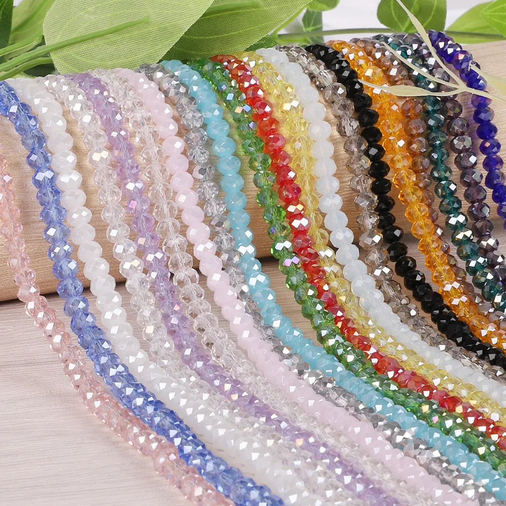 2mm 3mm 4mm 6mm 8mm Rondelle Austria Faceted Crystal Glass Beads Round Loose Spacer Beads Jewelry Making DIY Wholesale In Bulk