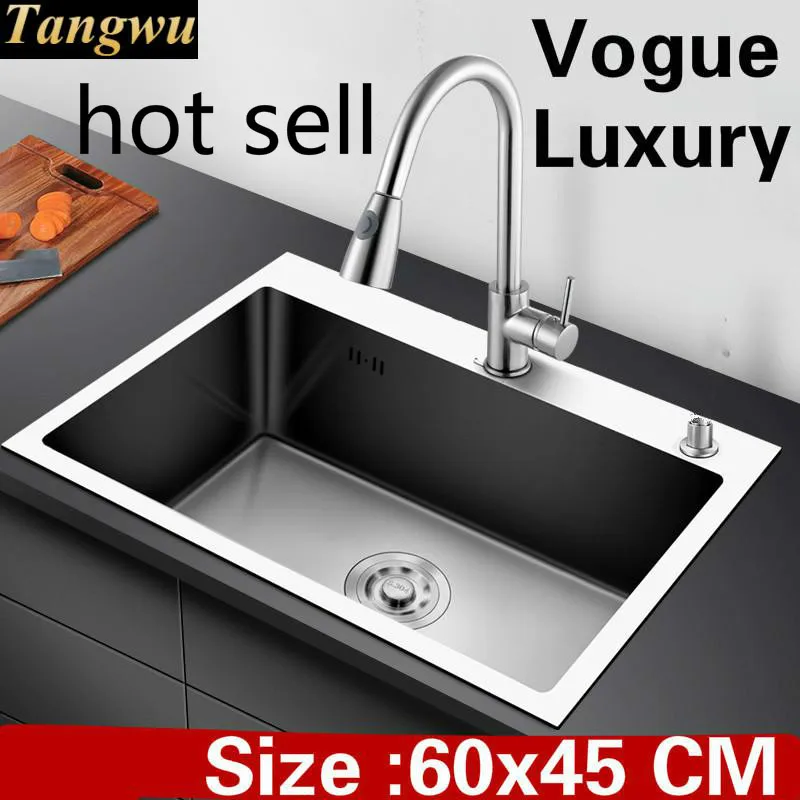 

Free shipping Home high quality kitchen manual sink single trough wash vegetables 304 stainless steel hot sell 600x450 MM