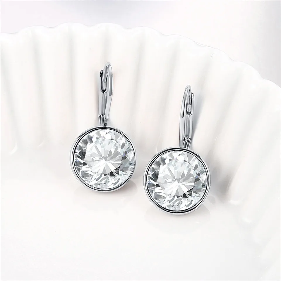 Fashion Crystals  Colorful Earrings With Rhodium Color Plated Charm for Women Jewelry Gift XE2189