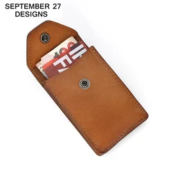 Business Card Case Genuine Leather Luxury Vintage Men Bus Name ID Credit Card Holder Cowskin Women Mini Coin Purses