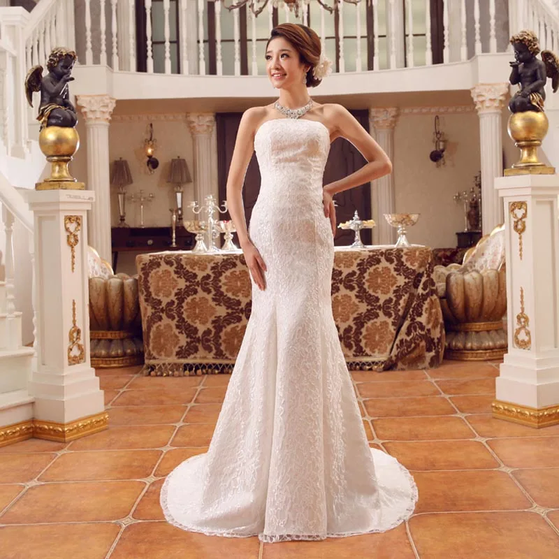 2020 nuovo abito in stile classico coreano Design estivo bianco con spalle scoperte abito da sposa da sposa Sexy in pizzo Vestido de Noiva