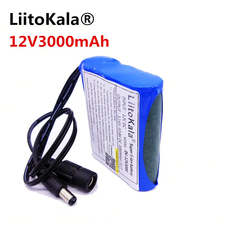 Liitokala 12v 3000 mAh akumulator litowo-jonowy C Mara CCTV nie zawiera ładowarki 1A