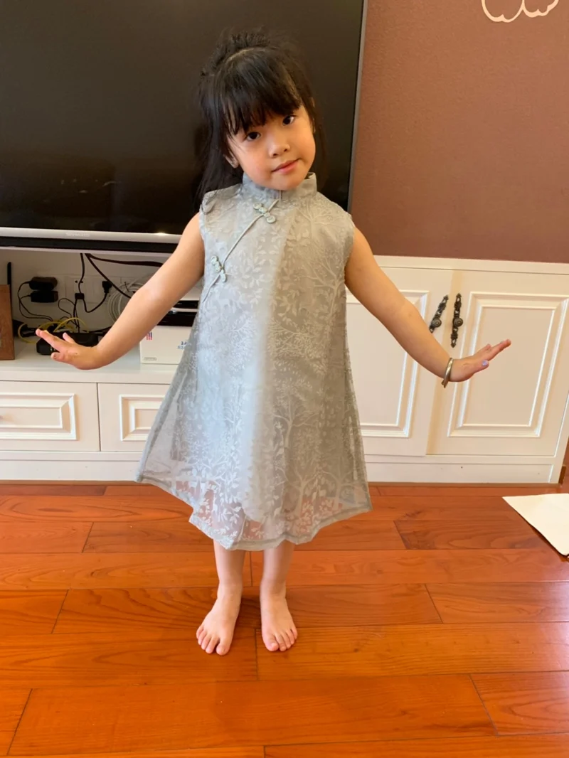 2024 Hot Summer 2 3 4-12 Years Chinese Ethnic Vintage Style Mandarin Collar Vintage Sundress Kids Baby Dress Girl Lace Cheongsam