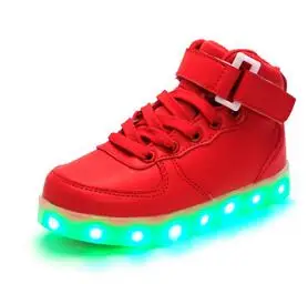 New Fashion Kid USB soft leather DE loading shoe Casual Boy Girl light non-slip bottom children shoes chaussure enfant LED Shoes