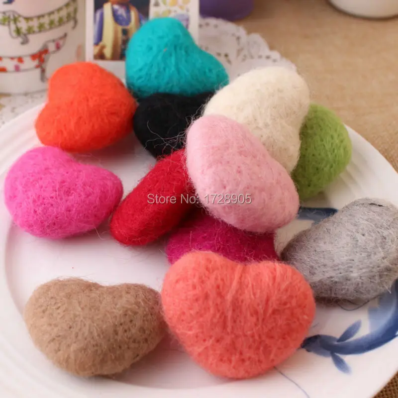 

Felt Ball for DIY Heart Shape Wool Felt Ball Felt Balls Pom Pom 100% Wool 3pcs Big 5cm Christmas Decor Handcraft Decoration DIY