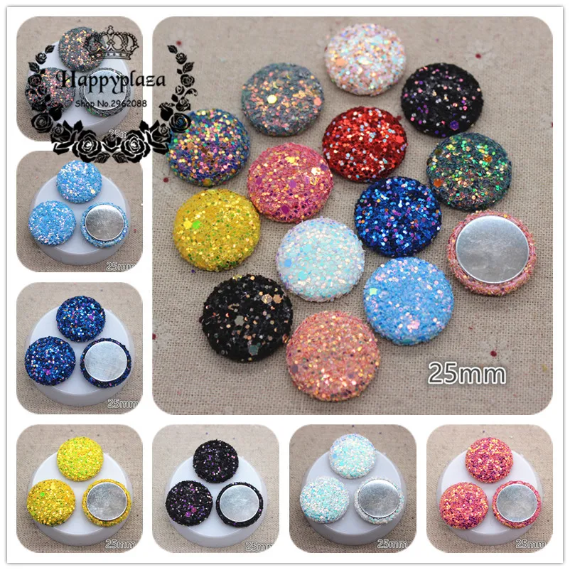 10pcs 25mm Glitter Sequins Fabric Covered Round Buttons Home Garden Flatback Cabochon Crafts Scrapbooking DIY