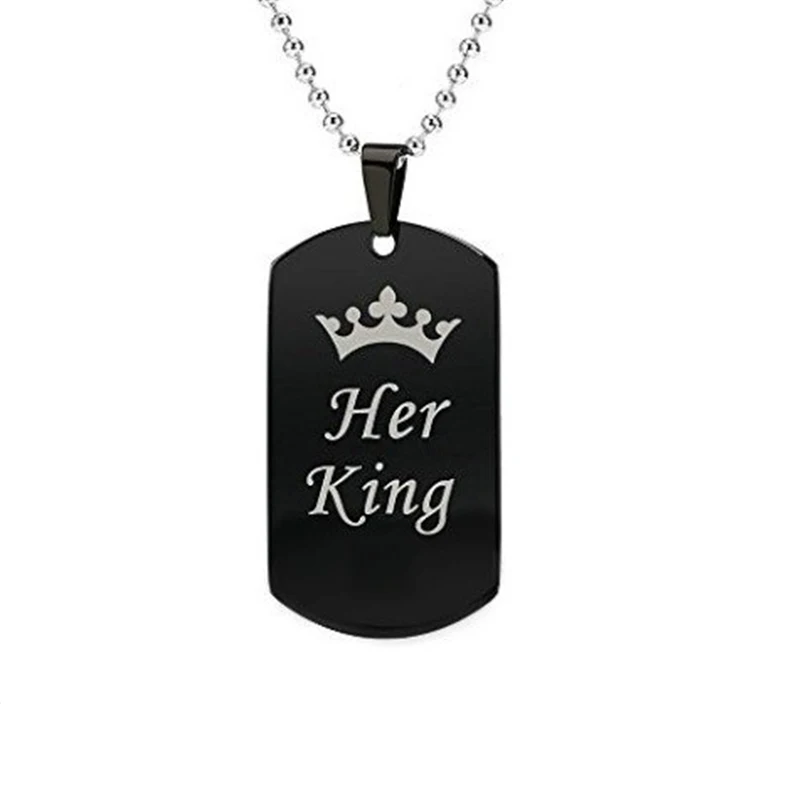 Your King and Your Queen Couple Necklaces Tag Titanium Steel Pendant Necklace for Gift Cool Necklace Fashion couple