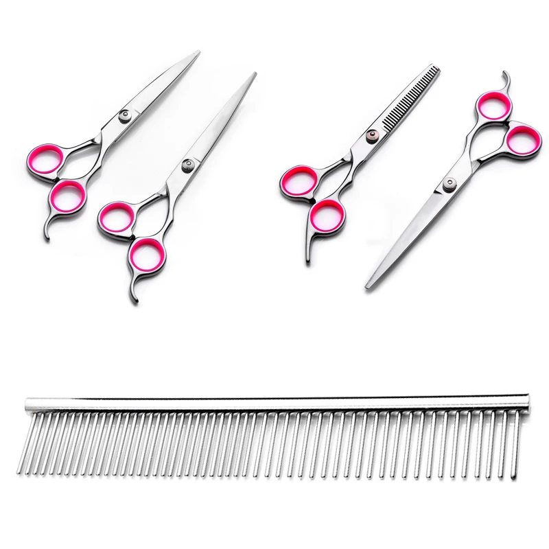 Pet Grooming Scissors Set Includes 4 Different Kinds of Pet Grooming Scissors