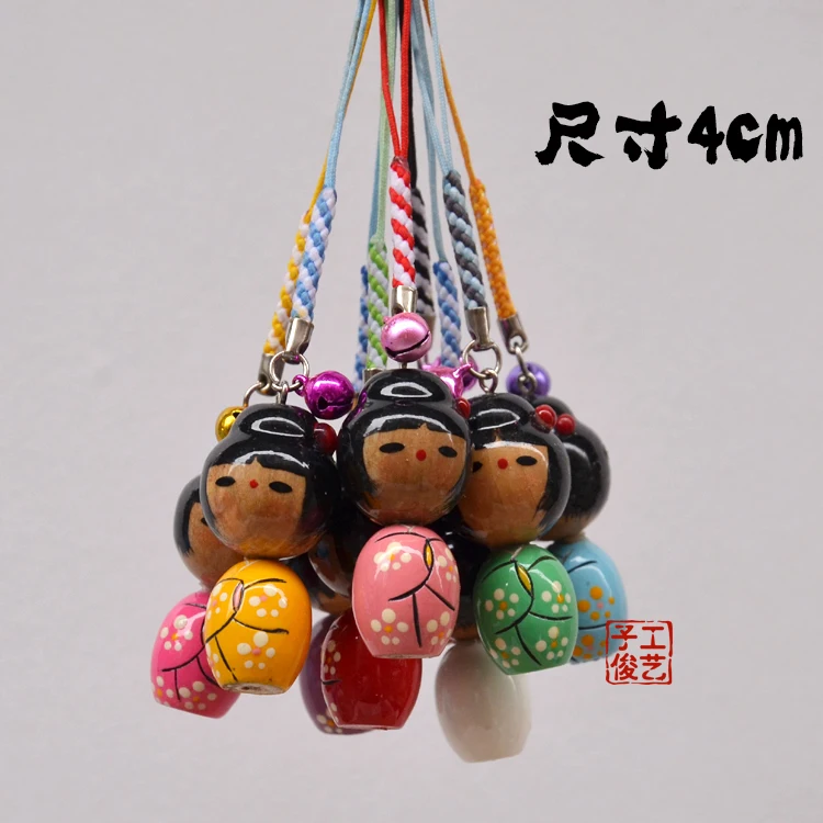 1pc Japanese puppet pendant phone pendant rope small gifts 4cm kimono doll Pendant keychain