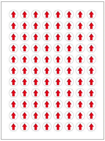 

Розница 0,8 см 19500 шт./лот Круглые Красные Стрелы самоклеящиеся наклейки этикетки для промышленности упаковочная этикетка 260 шт./лист