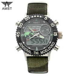 AMST Brand Luxury Quartz Sport Clock Digital LED Wristwatch Army Military Watch Dive 50m Watches for Men Relogio Masculino