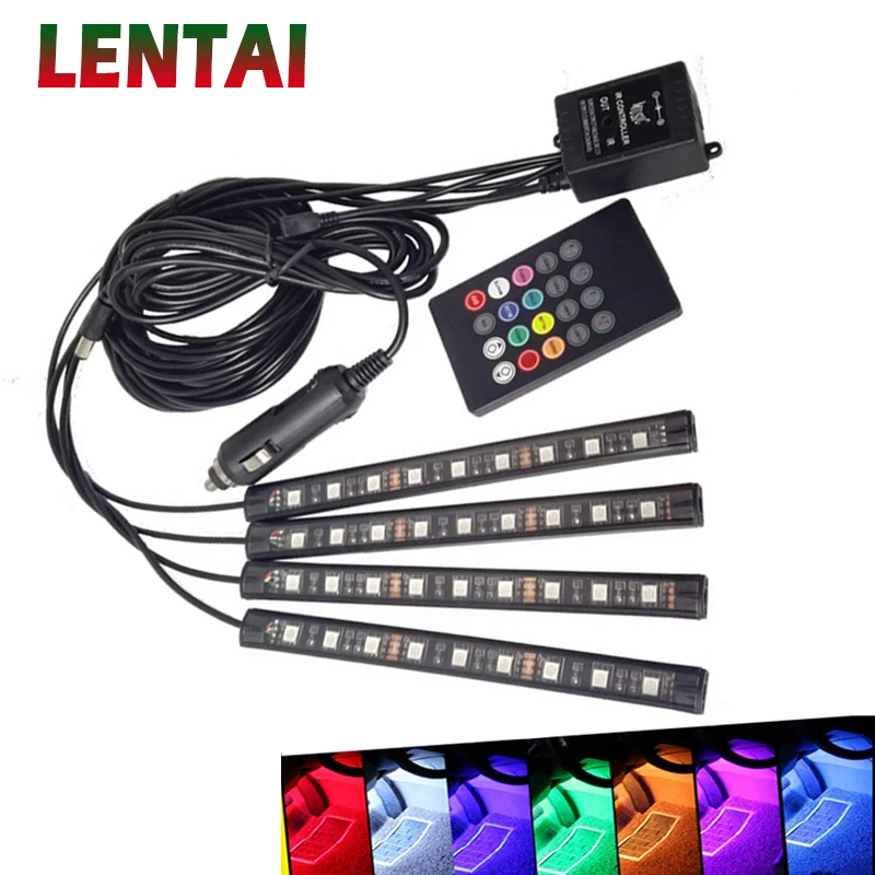 LENTAI 1Set Car LED Atmosphere Lights 12V RGB LED Lamp Strip For Volvo Toyota Renault Chevrolet cruze Opel astra Nissan qashqai