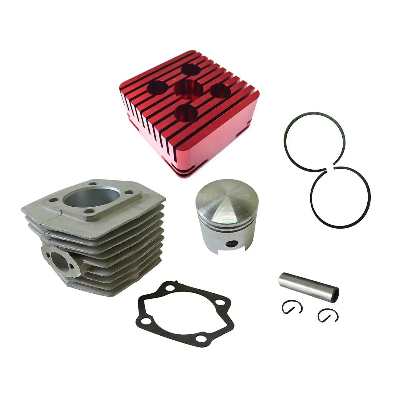 Red CNC Square Cylinder Head&Cylinder&Piston For 66cc 80cc Motorized Bike