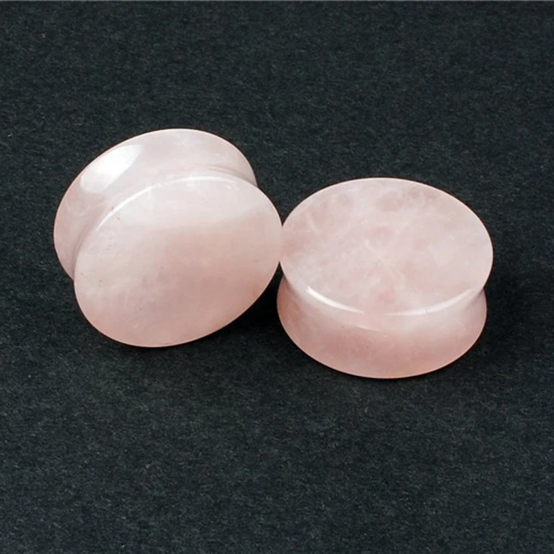 Ear Expander Body Piercing Jewelry Pair Rose color Quartz Organic Flesh Tunnels Stone Ear Plugs Ear Gauges Expander Stretcher