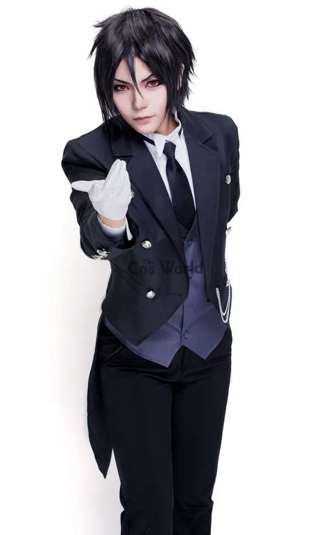 Black Butler Kuroshitsuji Sebastian Michaelis Swallow-tailed Coat Uniform Outfit Anime Cosplay Costumes