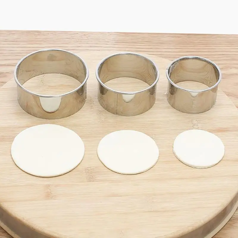 3 Stück runde Ausstechformen aus Edelstahl, zum Ausstechen von Teigblättern für Kuchen und Gebäck, DIY-Backwerkzeug, Küchenhelfer für süße Leckereien. – Detail 3