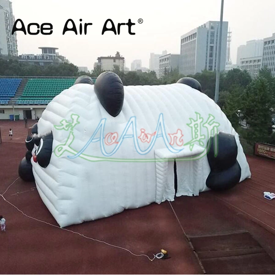 Tenda de cúpula modelo de desenho animado gigante inflável pandas/ursos anunciando tendão de cúpula de desenho animado para eventos