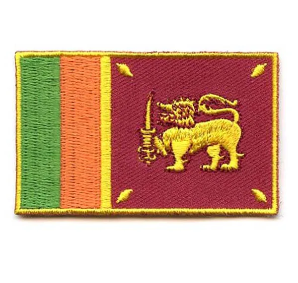 

Embroidery Sri Lanka Flag Patch Made by Twill with Flat Broder and Iron On Backing Custom MOQ50pcs Free Shipping by Post