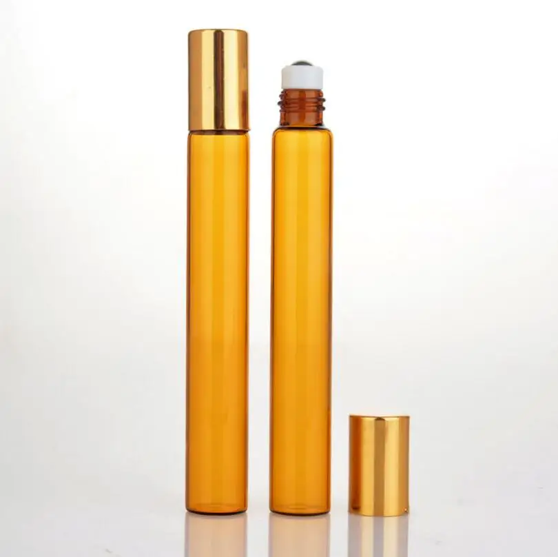 

Wholesale 10ml roll on roller bottles for essential oils roll-on refillable perfume bottle with gold lid