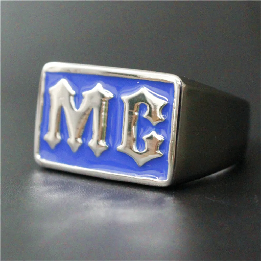 Support DropshipNewest 5 Color Biker MC Ring 316L Stainless Steel Jewelry Personal Design Glue Men Boys Biker Style Ring