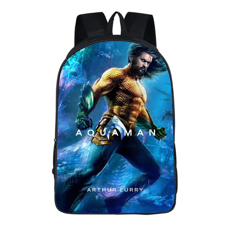 Aquaman süper kahraman sırt çantası TenLaptop gençlere yönelik sırt çantası filmler okul çantaları rahat seyahat sırt çantası fanlar kitap çantası