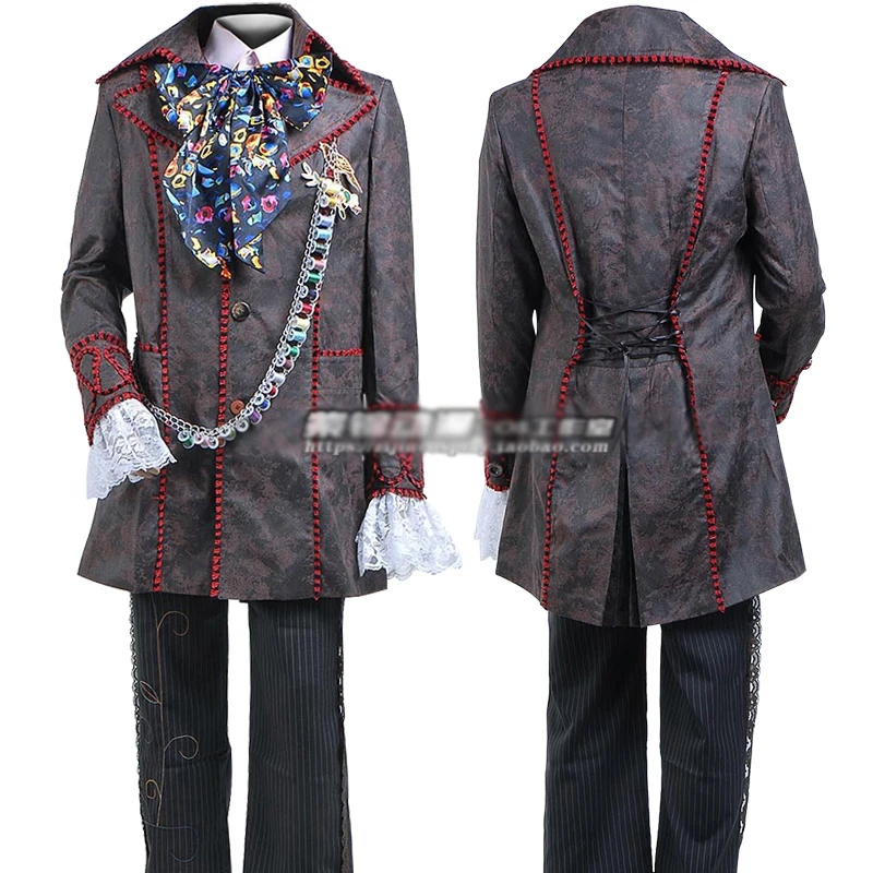 

Johnny Depp Mad Hatter Jacket shirt Pants Tie Full Set Halloween Cosplay Costumes 11