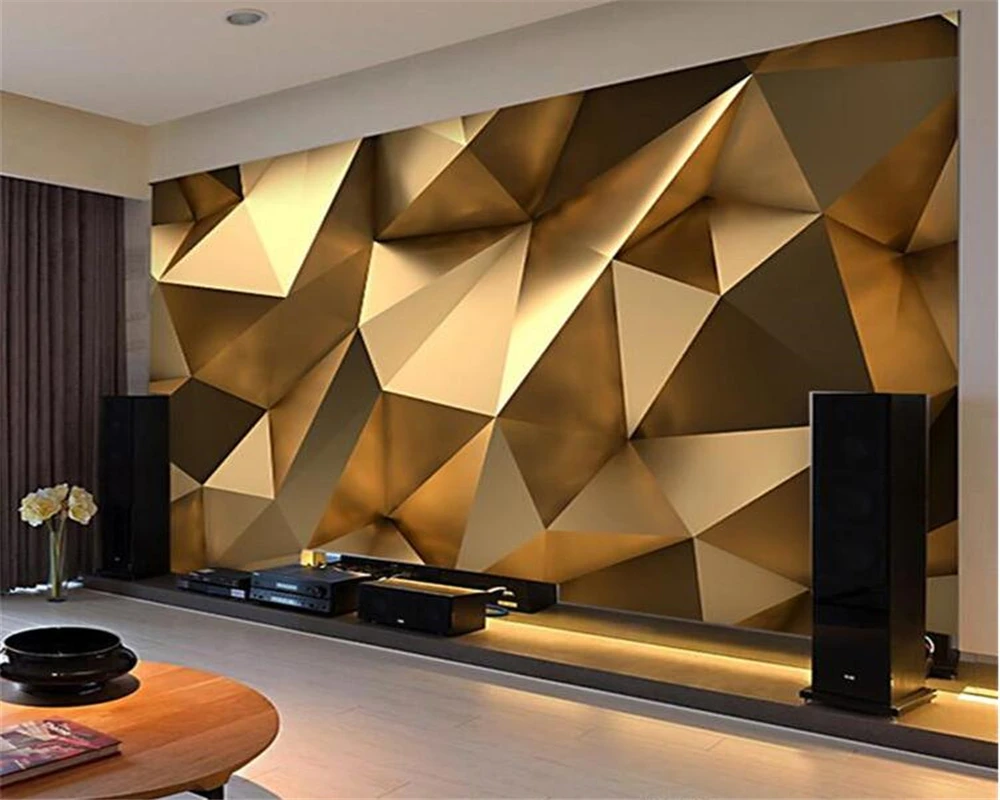 beibehang Custom fashion personality wallpaper gold minimalist geometric living room bedroom papel de parede papier peint tapety