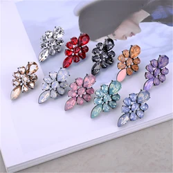 Colorful Crystal Flower Stud Earrings Big Rhinestone Inlaid Women Piercing Earrings Birthday Gift Party Jewelry Gift 2019