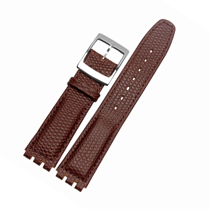 High Quality Waterproof Genuine Leather Watch Band 17mm Croco Pattern Black Brown White Strap For Swatch