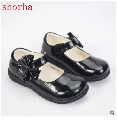 Autumn Big Girls Shoes Fashion Princess Slip-on Children leather shoes black Butterfly Knot For Girls leather Shoe Size 26-36