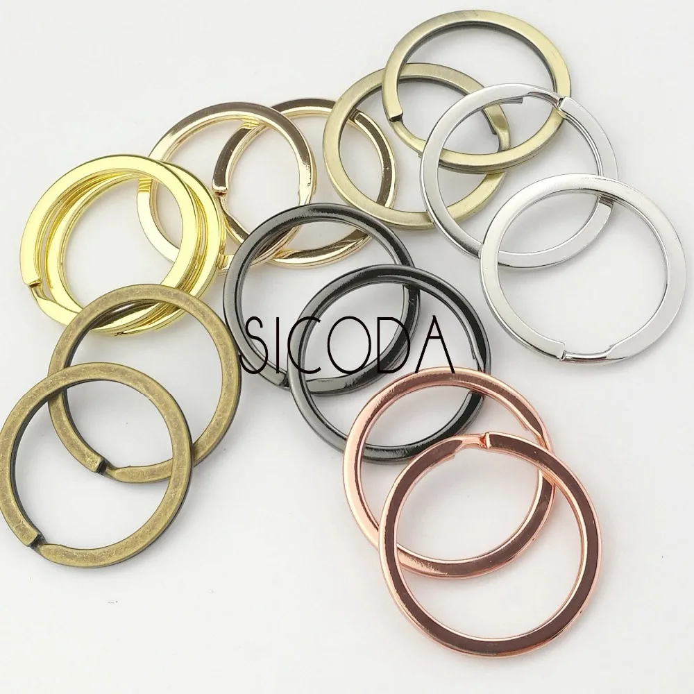 SICODA 10PCS High quality hanging plated key ring hardware key ring metal key chain Flat ring 30MM