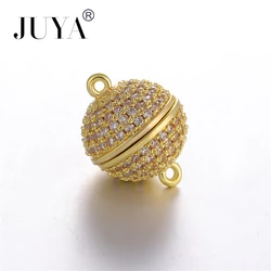 4 Size Luxury AAA Cubic zirconia Ball Magnetic Clasps For Jewelry Making DIY Bracelets Necklaces End Cap Clasp Accessories
