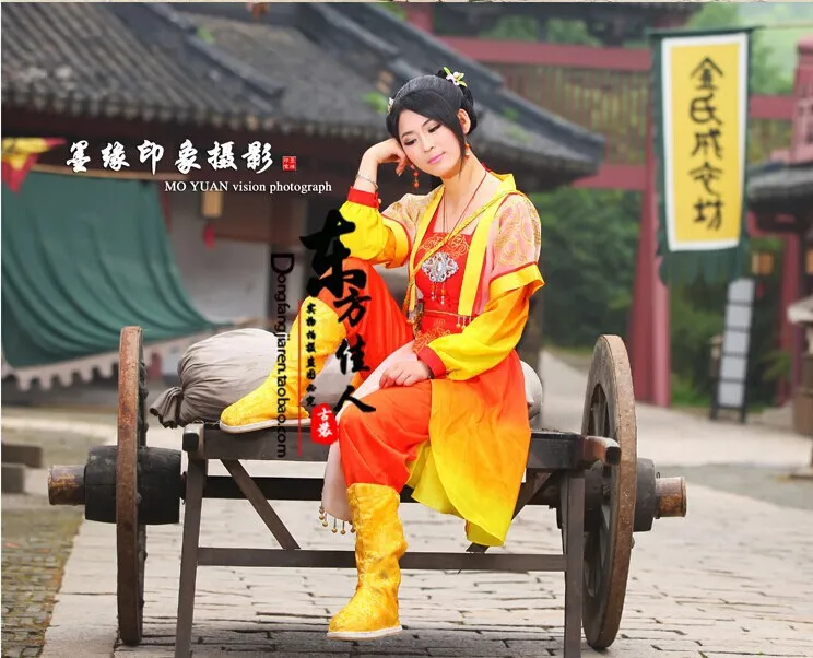 Zhengshuang – Costume de jeu de télévision, Gujianqitan, épée Antique, légende, drame, Cosplay Orange, pour femmes, 2014