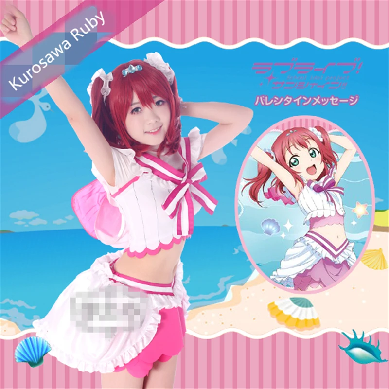 Anime Love Live Sunshine Aqours Kurosawa Ruby Koibininaritai Aquarium Love Cosplay Costume Women Sexy Pink Dress