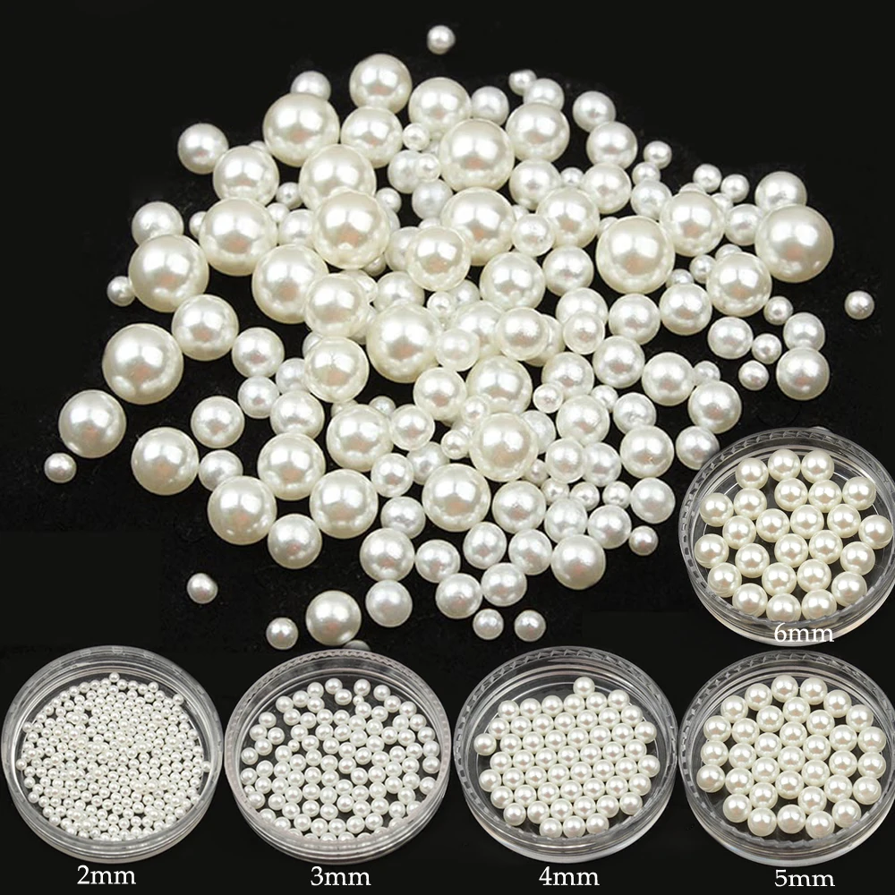 2/3/4/5/6mm Round Imitation ABS Beige No hole Pearl Beads For Craft Scrapbook Decoration DIY Sewing Craft Supplies