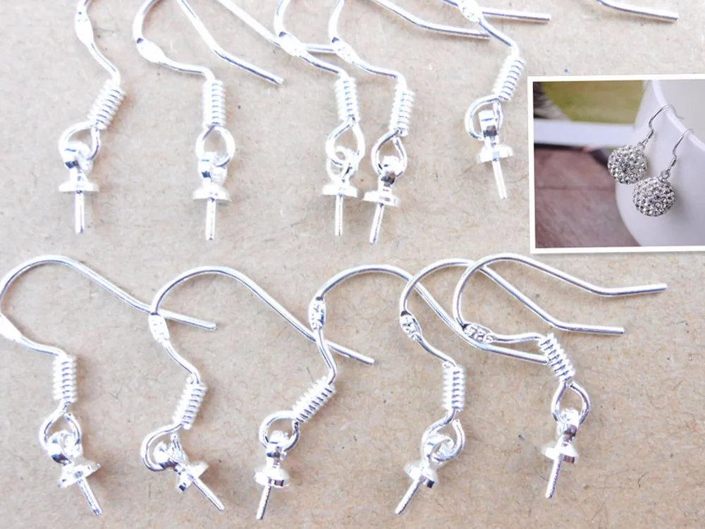 

HOT 50PCS Wholesale Jewelry Making Beads 925 Sterling Silver Accessory Findings Joint Earrings Hook Earwire