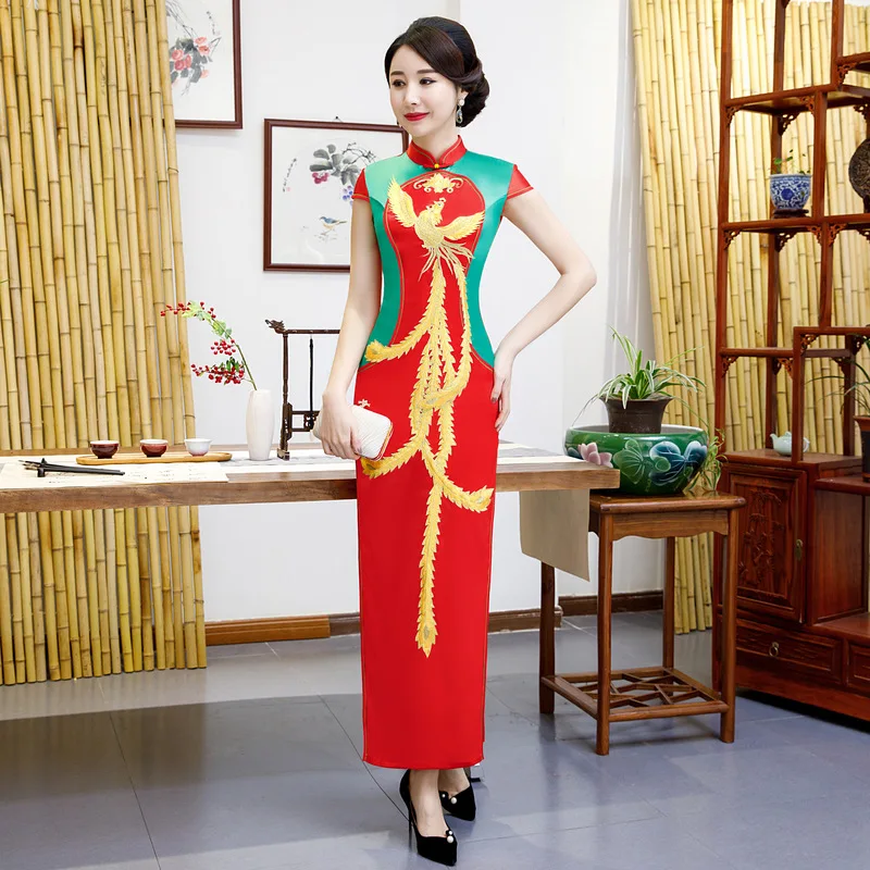 

5XL New Mxai Cheongsam Vintage Chinese Style Long Wedding Party Evening Dress Oriental Womens Elegant Qipao Vestido