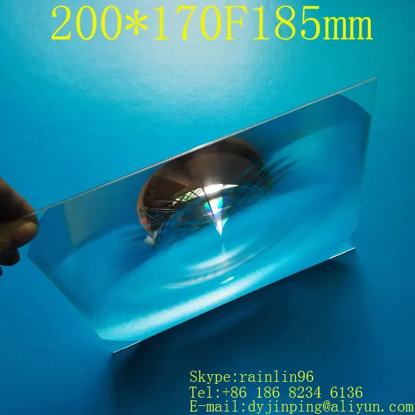 size 200*170MM Focal length 185 mm Acrylic fresnel Lens Rectangle Concentrated amplification DIY projector